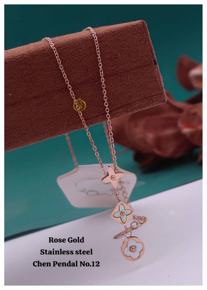 Daily Wear Rose Gold Stainless Steel Chain Pendal Wholesales Price In Surat
